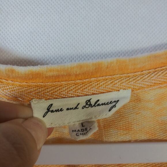 Jane and Delancey Orange Burnout Twist Knot Front Top Size L - Picture 5 of 6